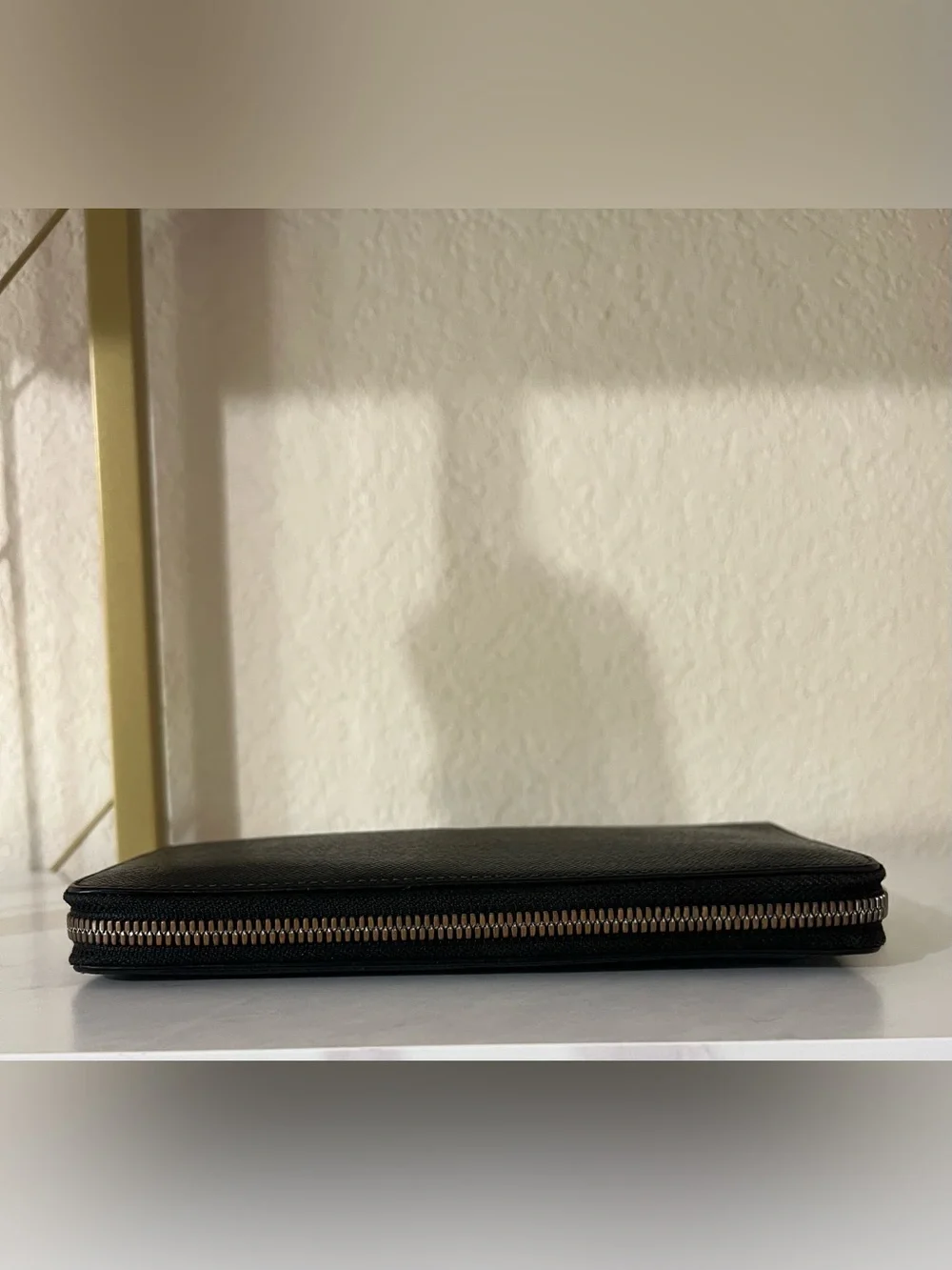MCM Black Zip-Around Saffiano Wallet with Silver Hardware Accents
